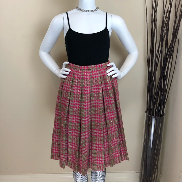 Vintage Dresses & Skirts - Vintage 70s Plaid / Houndstooth Pleated Skirt